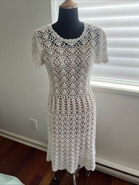 Michael Kors White Crochet Midi Dress